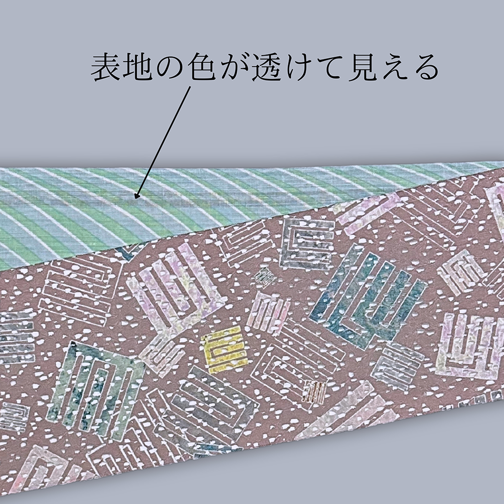 源氏香レース×レインフォレストの半巾帯：源氏香× 緑ブルー